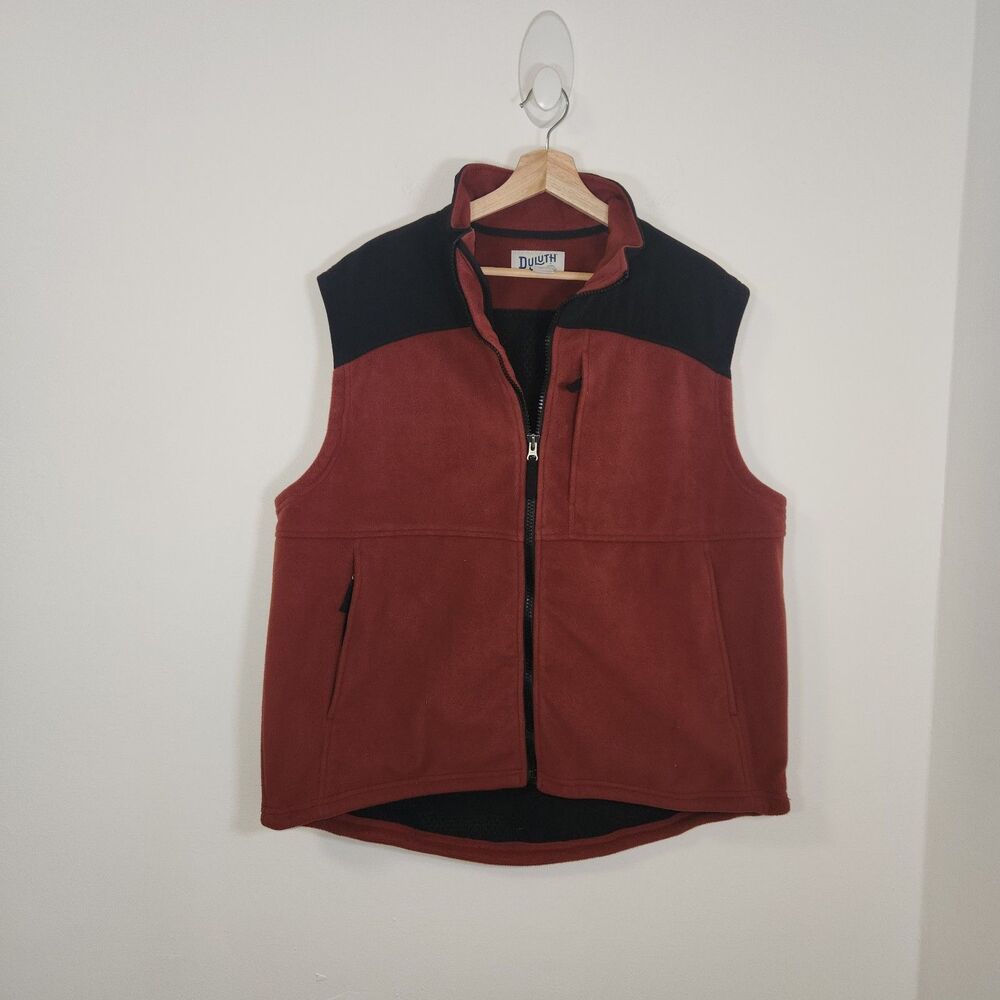 Duluth Mens Fleece Vest Rust Brown XLarge Full Zip